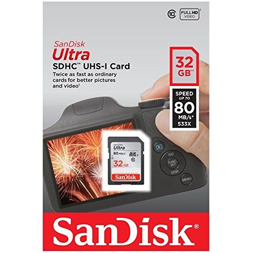 SanDisk Ultra 32GB Class 10 SDHC UHS-I Memory Card Up to 80MB, Grey/Black