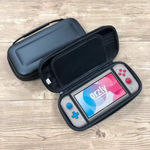 Case for Nintendo Switch Lite - Orzly Protective Carry Carbon Fibre Black