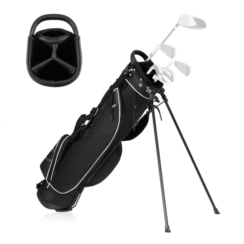 Gymax Black Golf Stand Cart Bag Club with Carry Organizer Pockets