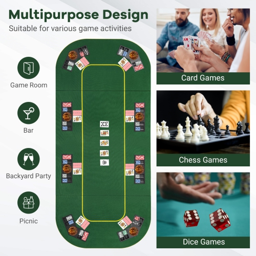 Gymax 80" x 36" Folding 8 Player Deluxe Texas Poker Table Top w/Cup Holder Carry Bag