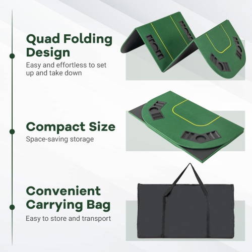 Gymax 80" x 36" Folding 8 Player Deluxe Texas Poker Table Top w/Cup Holder Carry Bag