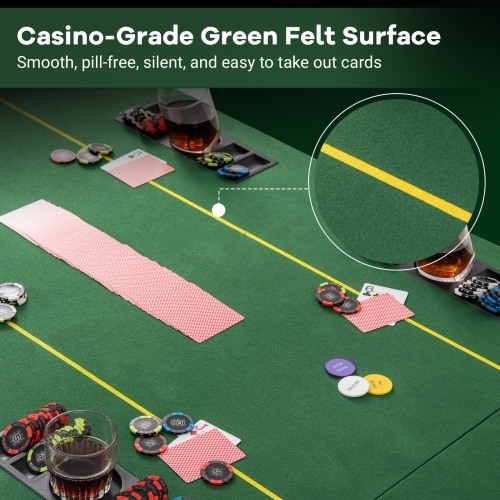 Gymax 80" x 36" Folding 8 Player Deluxe Texas Poker Table Top w/Cup Holder Carry Bag