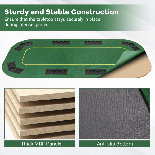 Gymax 80" x 36" Folding 8 Player Deluxe Texas Poker Table Top w/Cup Holder Carry Bag