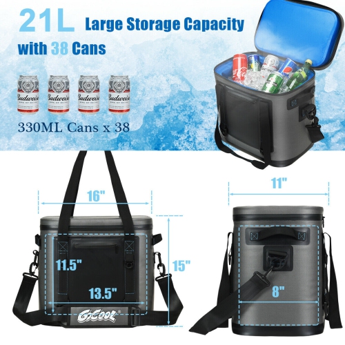 Gymax 38 Cans Portable Cooler Bag Leak-Proof Insulated Water-Resistant For Camping