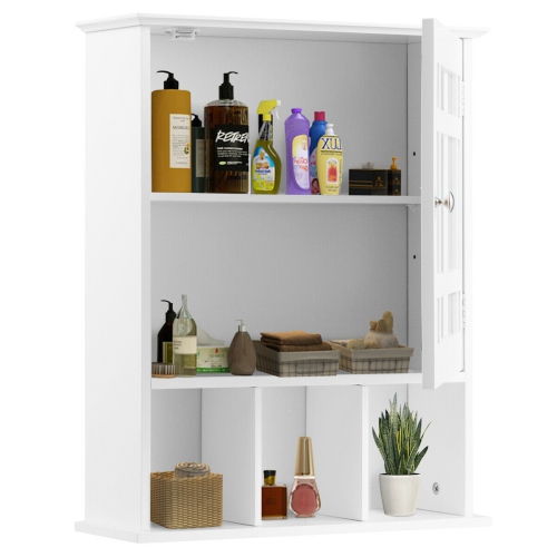 Gymax Mirrored Medicine Cabinet Bathroom Wall Mounted Storage W/Adjustable Shelf