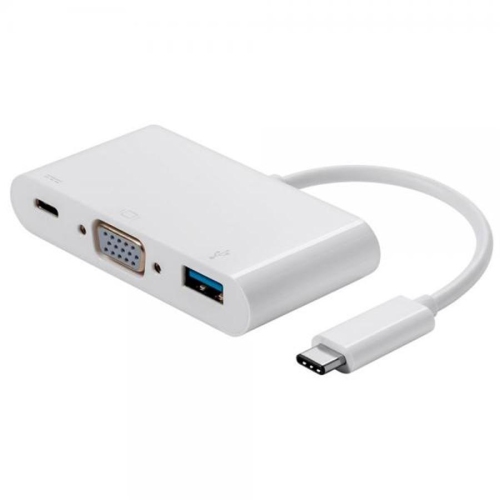 TECHCRAFT  Au3C-VGAmulti USB 3.0 Type C to VGA Multiport Adapter In White