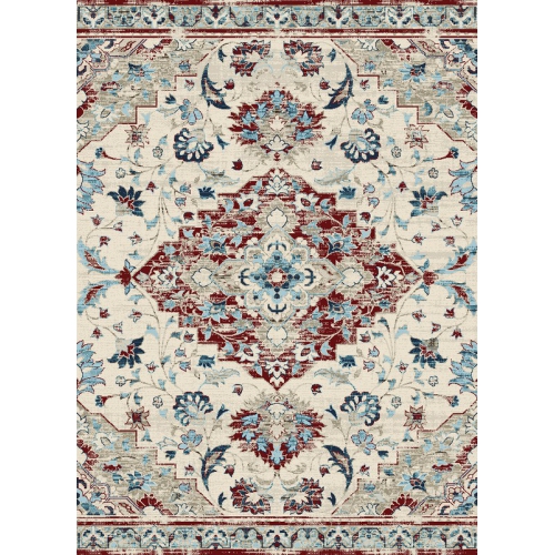 Tapis traditionnel Ladole Victoria, crème patiné multicolore, 5 x 7 pi 5 3 po x 7 pi 3 po