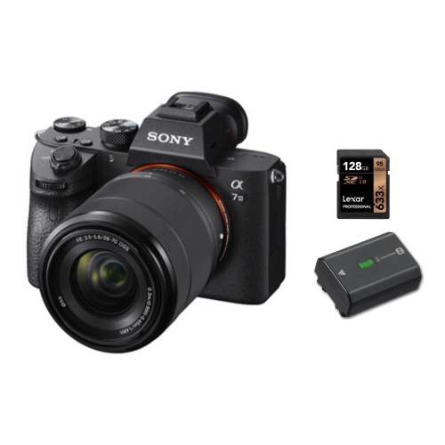 Sony a7III with FE 28-70 OSS Lens, Sony NP-FZ100 Rechargeable Battery, Lexar 128GB 633X SDXC Card Package