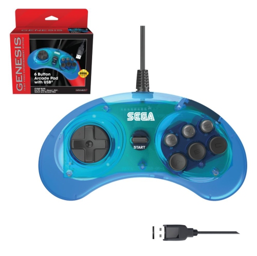 Retro-Bit SEGA Genesis® 6-button Arcade Pad, Blue