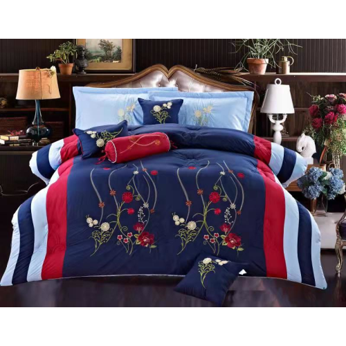 Imperial- 9 Piece Embroidered Comforter Set- Blue- King