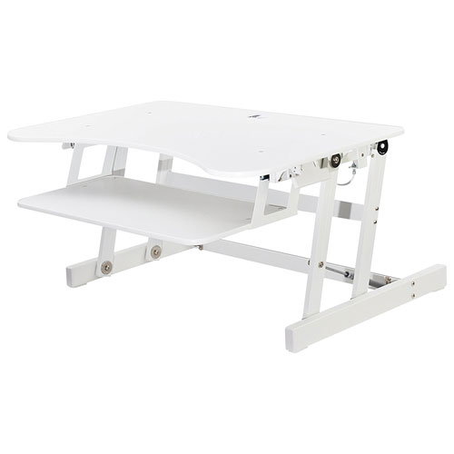 Rocelco DADR Deluxe Standing Desk Riser with Keyboard Tray - White