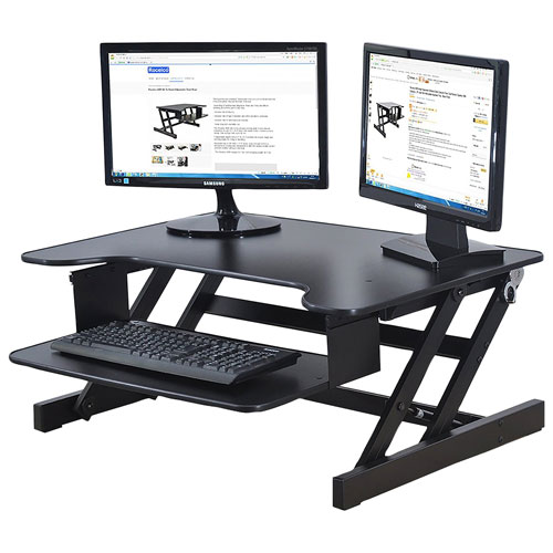 Rocelco ADR Standing Desk Riser with Keyboard Tray - Black
