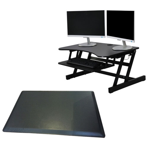 Rocelco EADR Standing Desk Riser & Anti-Fatigue Mat - Black