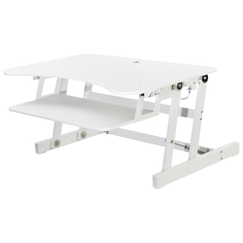 Rocelco EADR Standing Desk Riser with Keyboard Tray - White