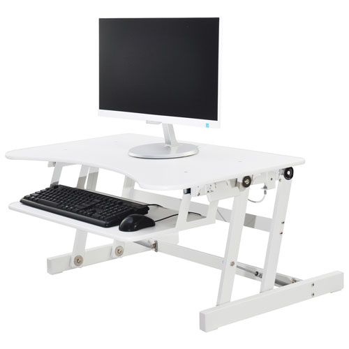 Rocelco EADR Standing Desk Riser with Keyboard Tray - White