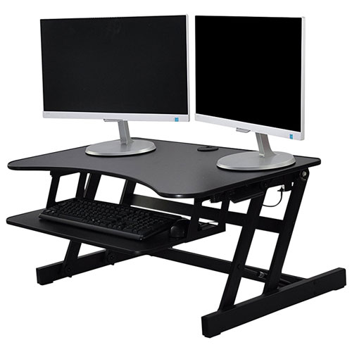 Rocelco EADR Standing Desk Riser with Keyboard Tray - Black