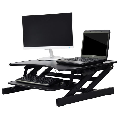 Rocelco EADR Standing Desk Riser with Keyboard Tray - Black