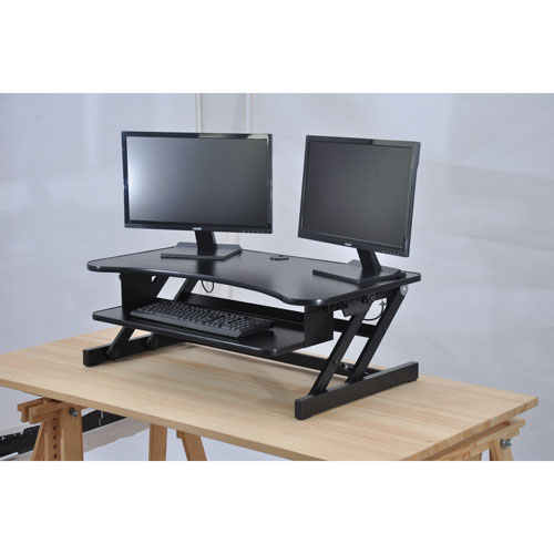 Rocelco DADR Deluxe Standing Desk Riser with Keyboard Tray - Black