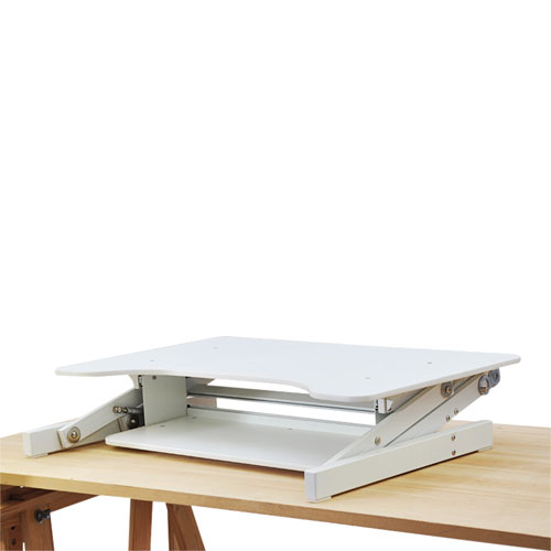 Rocelco ADR Standing Desk Riser with Keyboard Tray - White