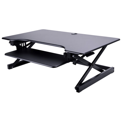 Rocelco DADR-40 Standing Desk Riser with Keyboard Tray - Black