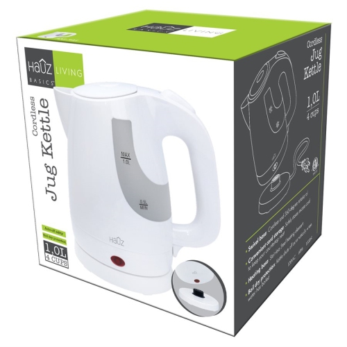 Hauz AKL395 Cordless Kettle 1 Liters, 1000 Watts, White