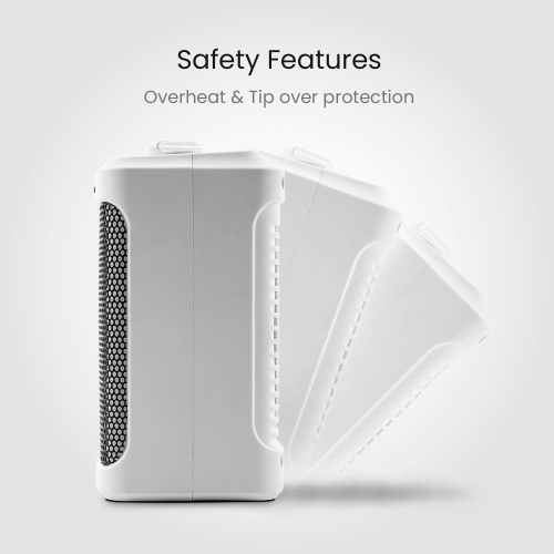 Pro Breeze 1500W Mini Ceramic Space Heater with 3 Operating Modes, Adjustable Thermostat, Overheat Protection White