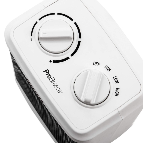 Pro Breeze 1500W Mini Ceramic Space Heater with 3 Operating Modes, Adjustable Thermostat, Overheat Protection White
