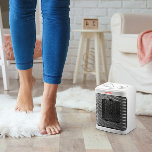 Pro Breeze 1500W Mini Ceramic Space Heater with 3 Operating Modes, Adjustable Thermostat, Overheat Protection White