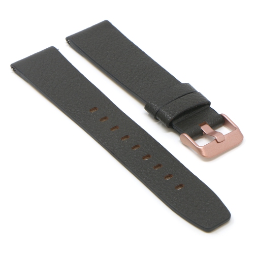 STRAPSCO  Textured Leather Watch Band Strap for Fitbit Versa & Versa 2 - Medium-Long - (Rose Gold Buckle) In Dark Brown
