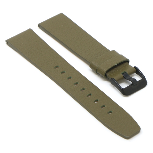 STRAPSCO  Textured Leather Watch Band Strap for Fitbit Versa & Versa 2 - Medium-Long - Military (Black Buckle) In Green