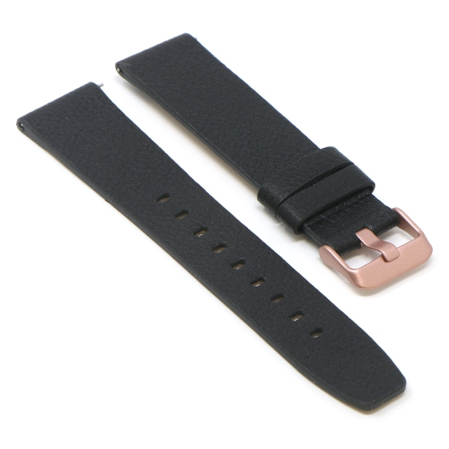 StrapsCo Textured Leather Watch Band Strap for Fitbit Versa & Versa 2 - Medium-Long - Black