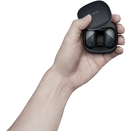 Remis à neuf - Écouteurs boutons 100 % sans fil à isolation sonore et à suppression du bruit WFSP700N/B de Sony avec micro - Noir