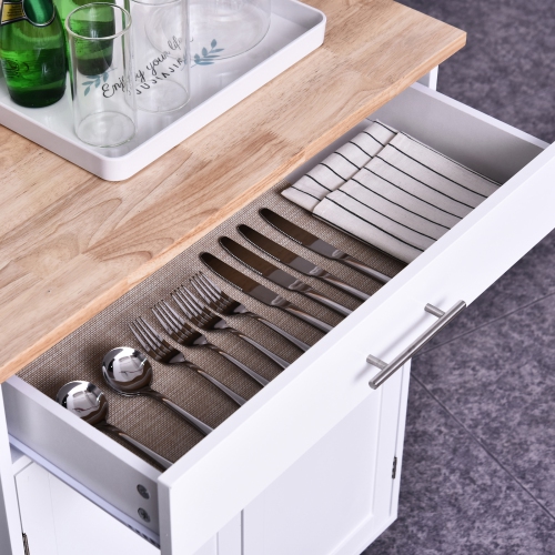 HOMCOM Rolling Kitchen Island Cart with Wood Top, Enough Storage Drawer Space with Towel Bar Rack Shelves, Portable Kitchen Utility Serving Cart