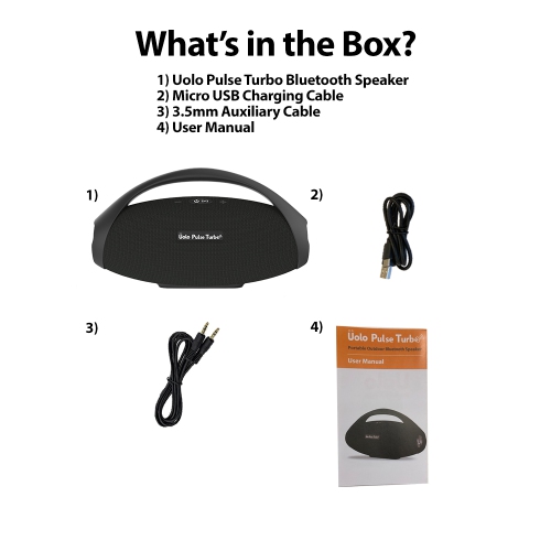 Uolo Pulse Turbo Portable Bluetooth Speaker [34W] Outdoor IPX6 Waterproof Bluetooth Speaker – Black