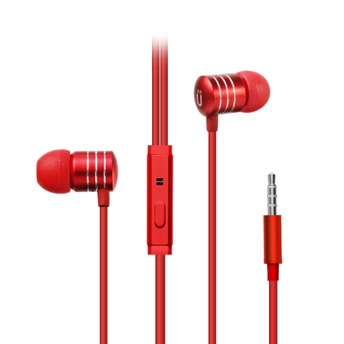 UOLO  Pulse Premium Wired Earbuds With Remote & Microphone - 3.5MM In-Ear Stereo Headphone Earphone - Metallic Red