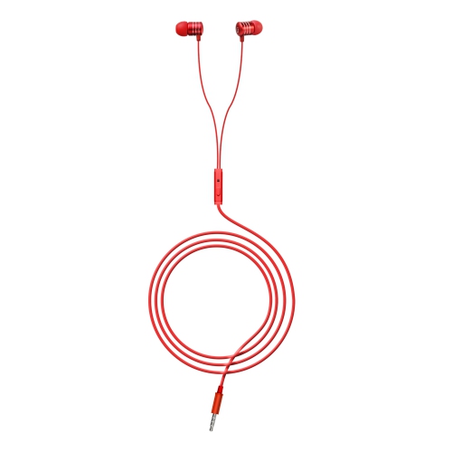 Uolo Pulse Premium Wired Earbuds with Remote & Microphone - 3.5mm In-Ear Stereo Headphone Earphone - Metallic Red