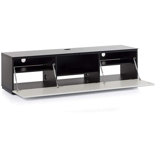 SONOROUS Studio ST-160B Wood and Glass Modern TV Stand with Hidden Wheels for Sizes up to 75" -Black