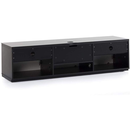 SONOROUS Studio ST-160B Wood and Glass Modern TV Stand with Hidden Wheels for Sizes up to 75" -Black