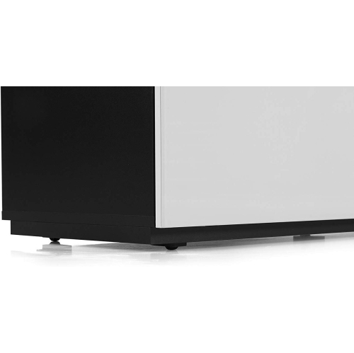 SONOROUS Studio ST-160B Wood and Glass Modern TV Stand with Hidden Wheels for Sizes up to 75" -Black