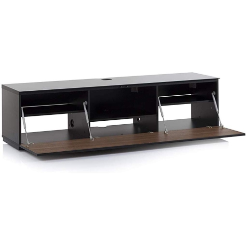 SONOROUS Studio ST-160B Wood and Glass Modern TV Stand with Hidden Wheels for Sizes up to 75" -Black