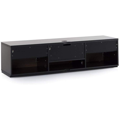 SONOROUS Studio ST-160B Wood and Glass Modern TV Stand with Hidden Wheels for Sizes up to 75" -Black
