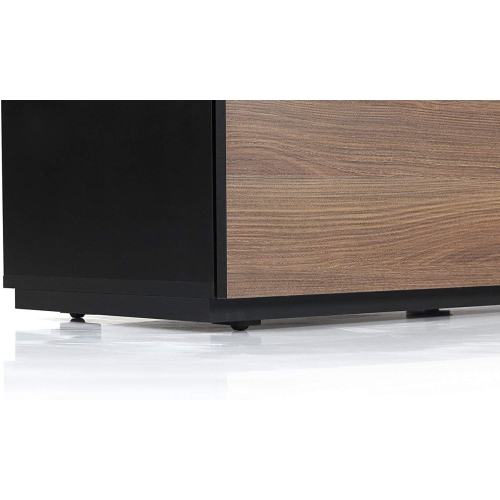 SONOROUS Studio ST-160B Wood and Glass Modern TV Stand with Hidden Wheels for Sizes up to 75" -Black