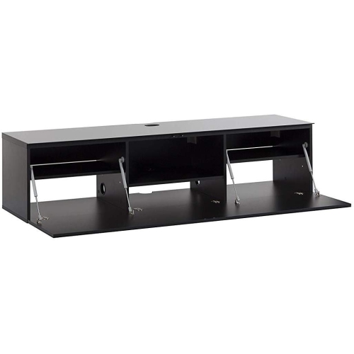 SONOROUS Studio ST-160B Wood and Glass Modern TV Stand with Hidden Wheels for Sizes up to 75" -Black