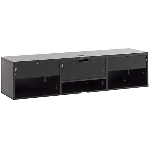 SONOROUS Studio ST-160B Wood and Glass Modern TV Stand with Hidden Wheels for Sizes up to 75" -Black