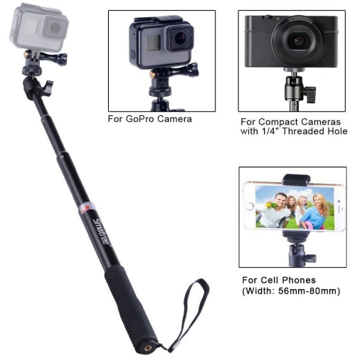Smatree Selfie Stick with Tripod Stand for GoPro Hero Fusion7/6/5/4/3+/3/2/1/Session/GOPRO HERO 2018/Action Cameras,Ricoh Theta S/V, Compact Cameras