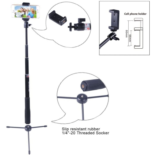 Smatree Selfie Stick with Tripod Stand for GoPro Hero Fusion7/6/5/4/3+/3/2/1/Session/GOPRO HERO 2018/Action Cameras,Ricoh Theta S/V, Compact Cameras