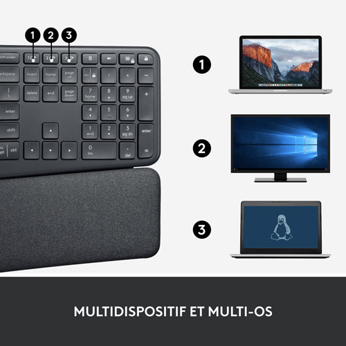Logitech ERGO K860 Bluetooth Ergonomic Keyboard with Integrated Palm-rest