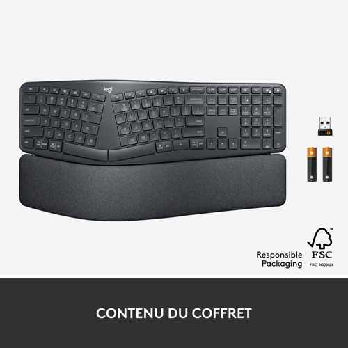 Clavier ergonomique Bluetooth ERGO K860 avec repose-poignet intégré de Logitech