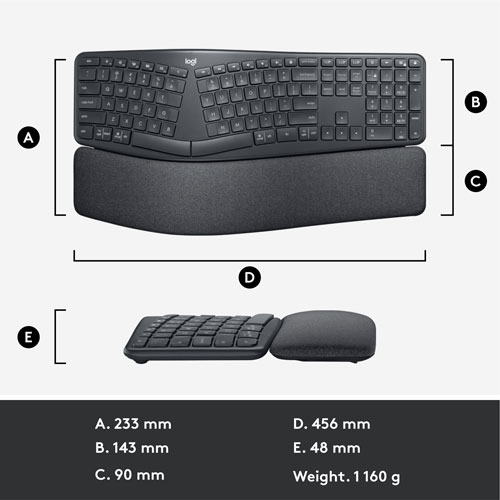 Clavier ergonomique Bluetooth ERGO K860 avec repose-poignet intégré de Logitech