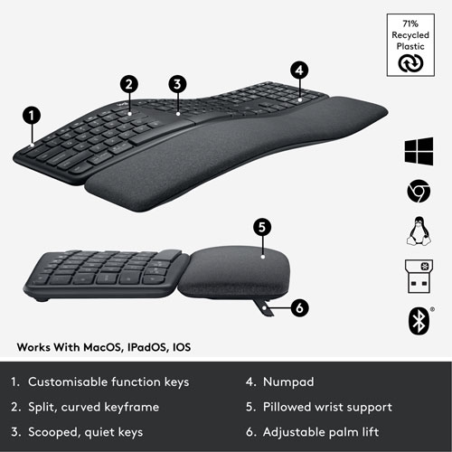 Logitech ERGO K860 Bluetooth Ergonomic Keyboard | Best Buy Canada